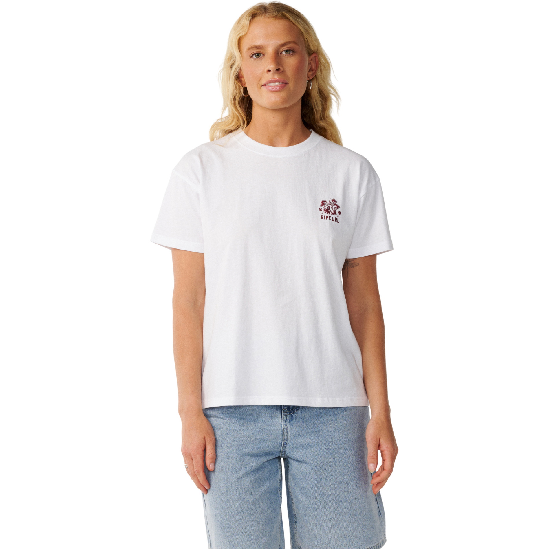 2026 Rip Curl Womens Surf Puff Party Pack Relaxed T-Shirt 0O5WTE - White